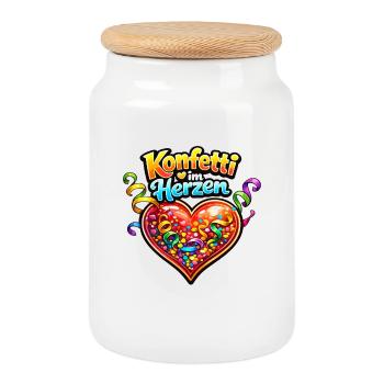 Konfetti im Herzen Karneval Shirt Party Kostüm - Keksdose mit Holzdeckel - Weiß - Vorne