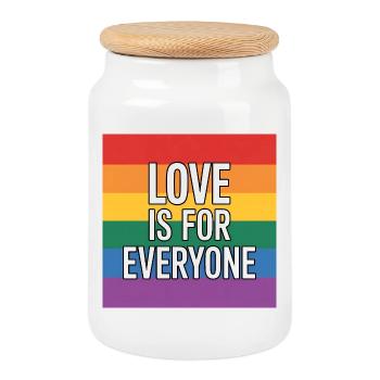 Love is for Everyone - Antifa Rainbow Tee - Cookie Jar with Wooden Lid - white - Front