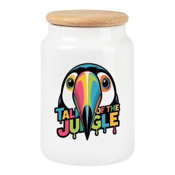 Talk of the Jungle Tukan - Keksdose mit Holzdeckel - Weiß - Vorne