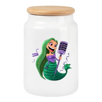 Sea MicroSinger - Boîte à biscuits avec couvercle en bois - blanc - Devant