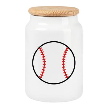 Baseball - Keksdose mit Holzdeckel - Weiß - Vorne