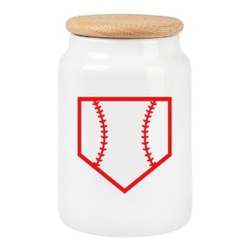 Marbre de baseball - Boîte à biscuits avec couvercle en bois - blanc - Devant