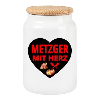 Metzger - Keksdose mit Holzdeckel - Weiß - Vorne