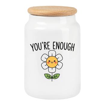 You’re Enough – Positive Affirmation - Keksdose mit Holzdeckel - Weiß - Vorne
