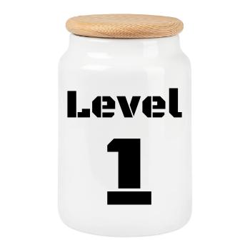 Level 1 - Cookie Jar with Wooden Lid - white - Front