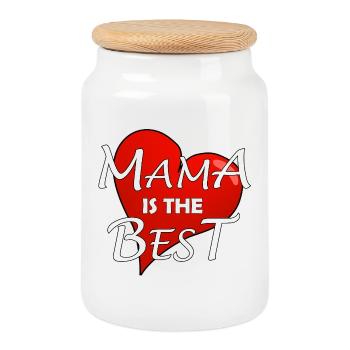 MAMA IS THE BEST - Cookie Jar with Wooden Lid - white - Front