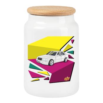 Retro Car Neon Panels 80's - Cookie Jar with Wooden Lid - white - Front