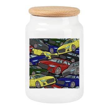 Kaleidoscope Cars Color Explosion - Cookie Jar with Wooden Lid - white - Front