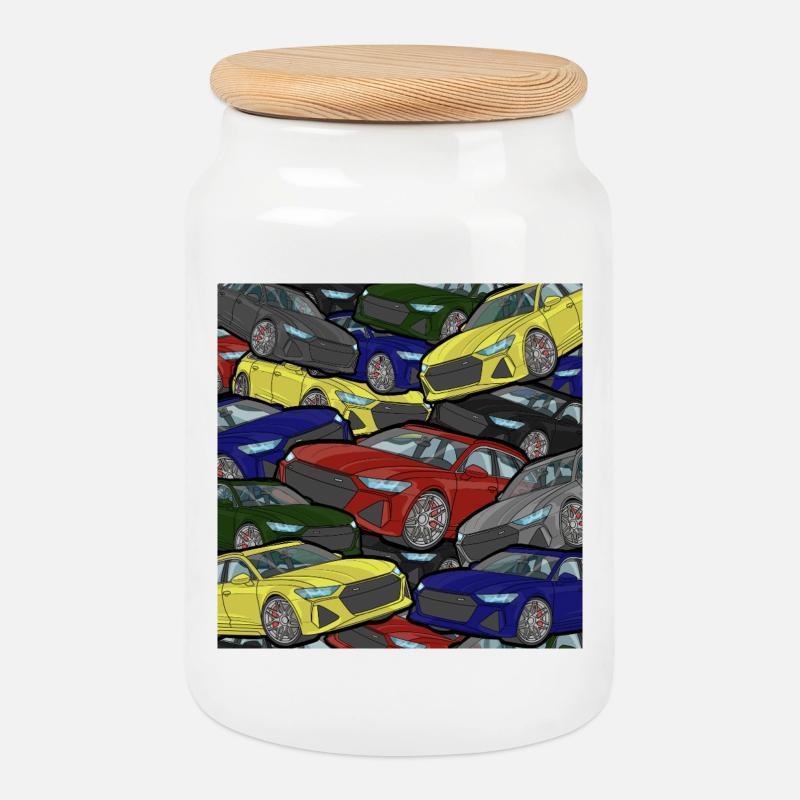 Kaleidoskop Autos Farbexplosion - Keksdose mit Holzdeckel - Weiß
