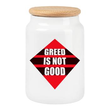 Greed Is Not Good Antikapitalismus Aussage Protest - Keksdose mit Holzdeckel - Weiß - Vorne