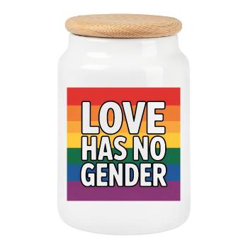 Love has no Gender- Pride Tee - Cookie Jar with Wooden Lid - white - Front