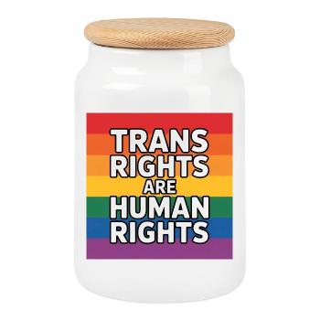 Trans Rights are human Rights - Pride Tee - Cookie Jar with Wooden Lid - white - Front