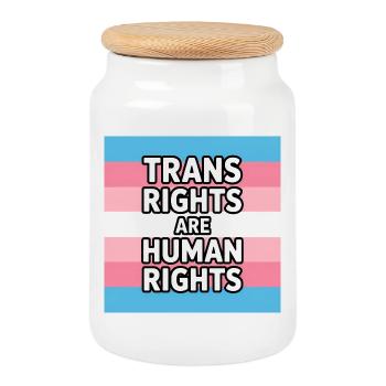 Trans-Rechte sind Menschenrechte – Pride Tee - Keksdose mit Holzdeckel - Weiß - Vorne