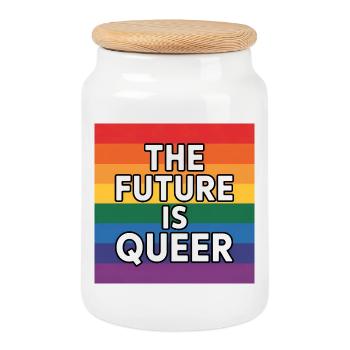 Die Zukunft ist queer – Pride Tee - Keksdose mit Holzdeckel - Weiß - Vorne