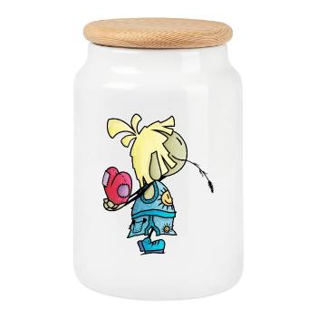 Mael - the giant heart / - Cookie Jar with Wooden Lid - white - Front