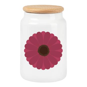 Motif de floraison de gerbère rose - Boîte à biscuits avec couvercle en bois - blanc - Devant