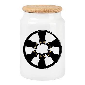 Cercle du regard félin : Des yeux des ténèbres - Boîte à biscuits avec couvercle en bois - blanc - Devant