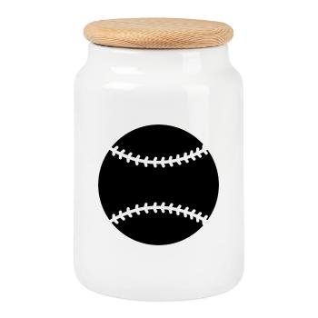 Baseball - Keksdose mit Holzdeckel - Weiß - Vorne