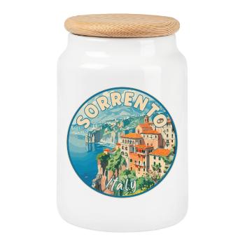 Sorrente, Italie, Paradis Méditerranéen, Art de voyage - Boîte à biscuits avec couvercle en bois - blanc - Devant