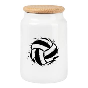 Abstract_03 de volley-ball - Boîte à biscuits avec couvercle en bois - blanc - Devant