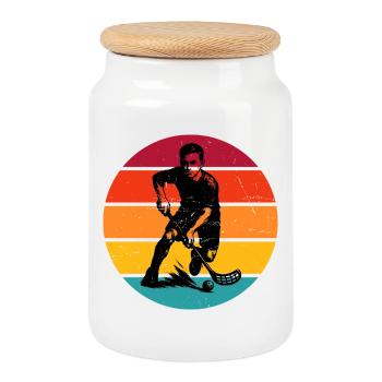 Floorball Fans aufgepasst schlichtes Statement - Keksdose mit Holzdeckel - Weiß - Vorne