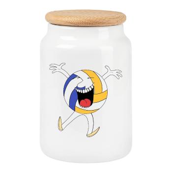 Mascotte de Cheer Volley - Boîte à biscuits avec couvercle en bois - blanc - Devant