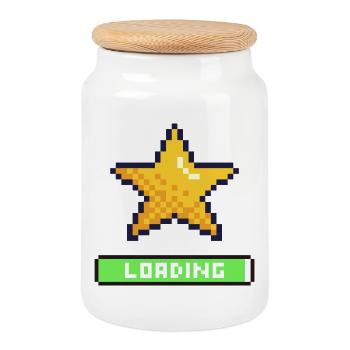 loading pixel étoile - Boîte à biscuits avec couvercle en bois - blanc - Devant