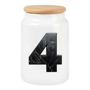 Four Metal Scratch Texture - Cookie Jar with Wooden Lid - white - Front