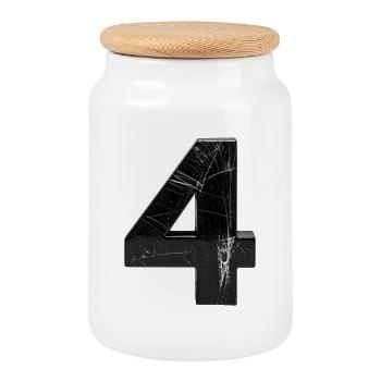 Conception renforcée en quatre parties avec rayures - Boîte à biscuits avec couvercle en bois - blanc - Devant