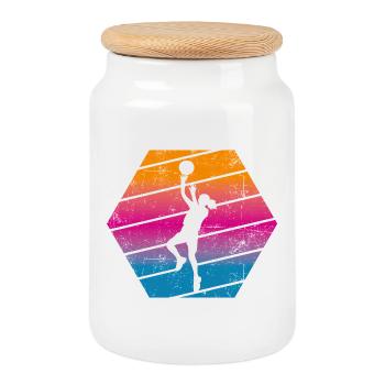 Basketball player - Cookie Jar with Wooden Lid - white - Front