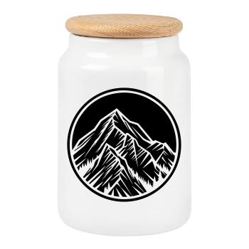 Mountains Symbol Rocks - Cookie Jar with Wooden Lid - white - Front