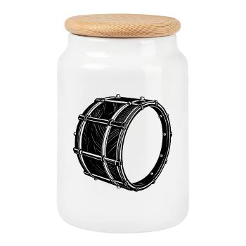 Bass drum - Cookie Jar with Wooden Lid - white - Front