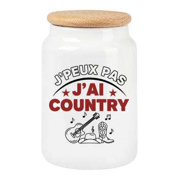 J'ai Country: guitar and country - Cookie Jar with Wooden Lid - white - Front