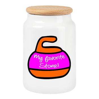 Curling de la Saint-Valentin - Boîte à biscuits avec couvercle en bois - blanc - Devant