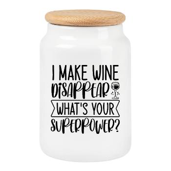 I make wine disappear what is your super power? - Keksdose mit Holzdeckel - Weiß - Vorne