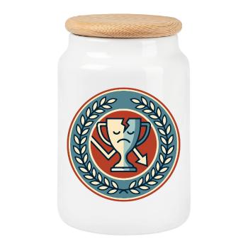 Trauriger Pokal Verlierer Symbol Looser Motiv - Keksdose mit Holzdeckel - Weiß - Vorne