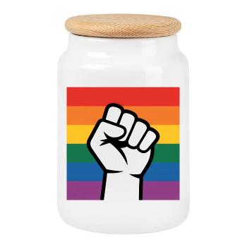 Antifa Fist - Antifascist Merch - Cookie Jar with Wooden Lid - white - Front