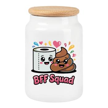 Selles de papier toilette de l’équipe BFF - Boîte à biscuits avec couvercle en bois - blanc - Devant