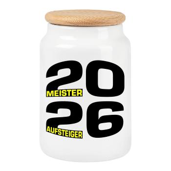 Champion and promoted team 2026 - Cookie Jar with Wooden Lid - white - Front