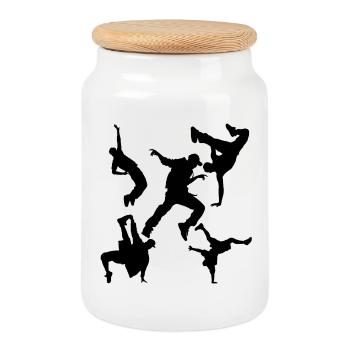Dance Hip-Hop - Boîte à biscuits avec couvercle en bois - blanc - Devant