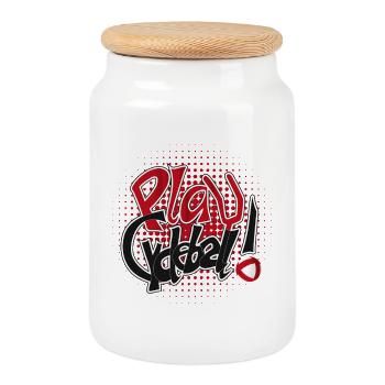 Cycling ball, cycleball, indoor cycling - Cookie Jar with Wooden Lid - white - Front