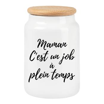 Mom, it's a full-time job - Cookie Jar with Wooden Lid - white - Front