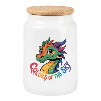 Himmels Drache - Colors of the sky - Keksdose mit Holzdeckel - Weiß - Vorne