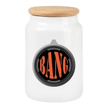 Bang – Style Comic Explosif - Boîte à biscuits avec couvercle en bois - blanc - Devant