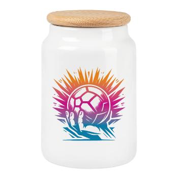 Handball - Cookie Jar with Wooden Lid - white - Front