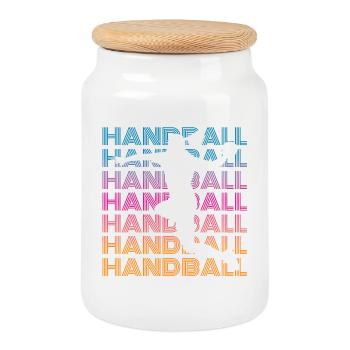 Handball player - Cookie Jar with Wooden Lid - white - Front