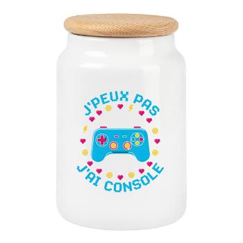J'peux pas j'ai console - Boîte à biscuits avec couvercle en bois - blanc - Devant