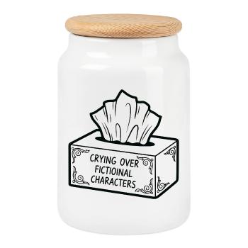 Pleurer à propos de personnages fictifs - Boîte à biscuits avec couvercle en bois - blanc - Devant