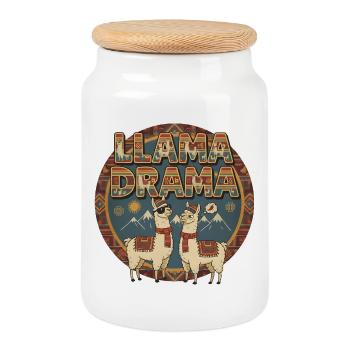 Llama Drama Retro Alpakas Berge Design - Keksdose mit Holzdeckel - Weiß - Vorne