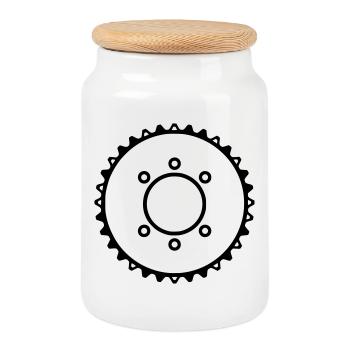 Chainring Sprocket Drive - Cookie Jar with Wooden Lid - white - Front